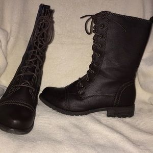 Brown combat boots